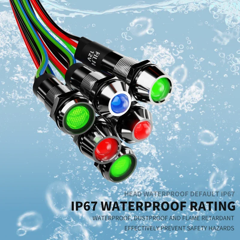 FILN 8mm Metal Indicator Light 12V/24V Red Green LED Bi-Color Red Green BlueStorage Signal Light Pilot Light CE UL Certification