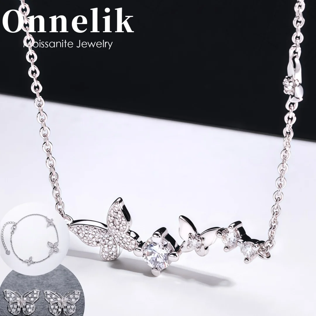 

Onnelik Роскошное ожерелье из муассанита с бабочкой, стерлинговое серебро S925, изящная цепочка на ключицу, минималистичные универсальные ювелирные изделия для женщин