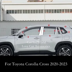 Stainless Steel Car A/B/C Column Cover Window Pillar Posts Trims Frames Decorate Accessories For Toyota Corolla Cross 2020-2025