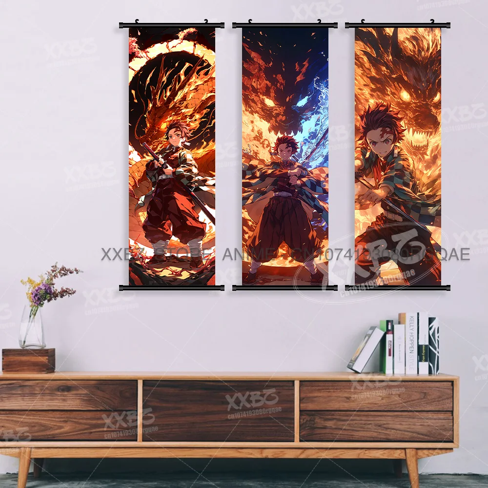 Demon Slayer: Kimetsu No Yaiba Leinwand, Heimdekoration, Wandkunst, zum Aufhängen, Gemälde, Schriftrollen, Bilddruck, Anime-Figuren, Poster – Detail 4