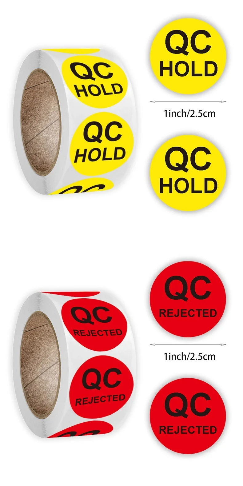 500Pcs QC PASS Adhesive Labels Factory QC Sticker QC Quality Inspection Sticker 1inch Round Seal Stickers Business Supplies