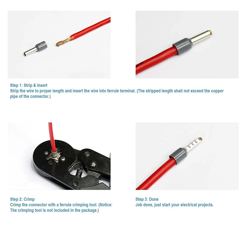 Kit de terminales de casquillos de cable, conector de cable aislado, AWG 22-10, 1900 piezas