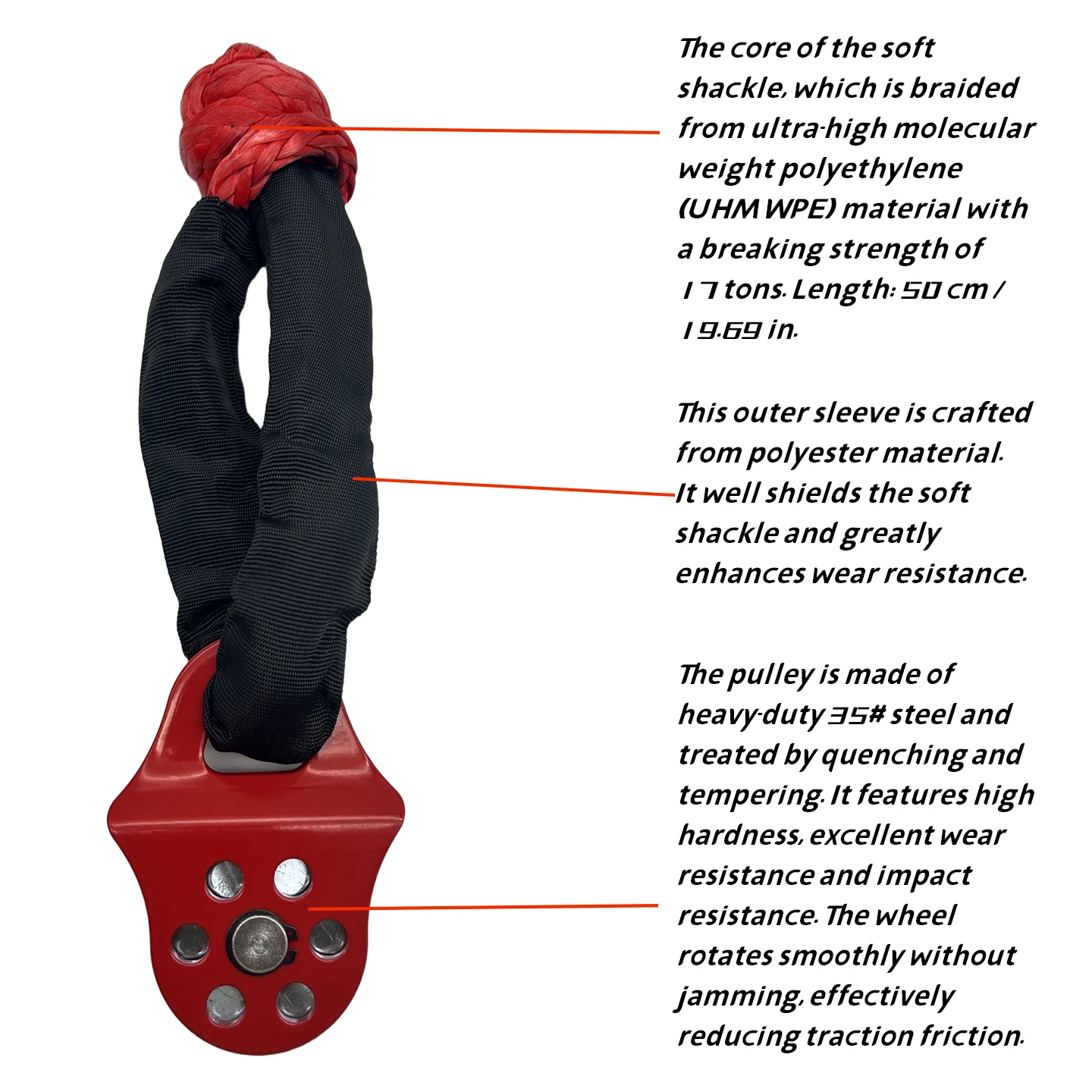 Winch Quick Connect System & High-Strength 6T Winch Snatch Block Set, 35# Steel Pulley + 17T UHMWPE Soft Shackle for Off-Road Re