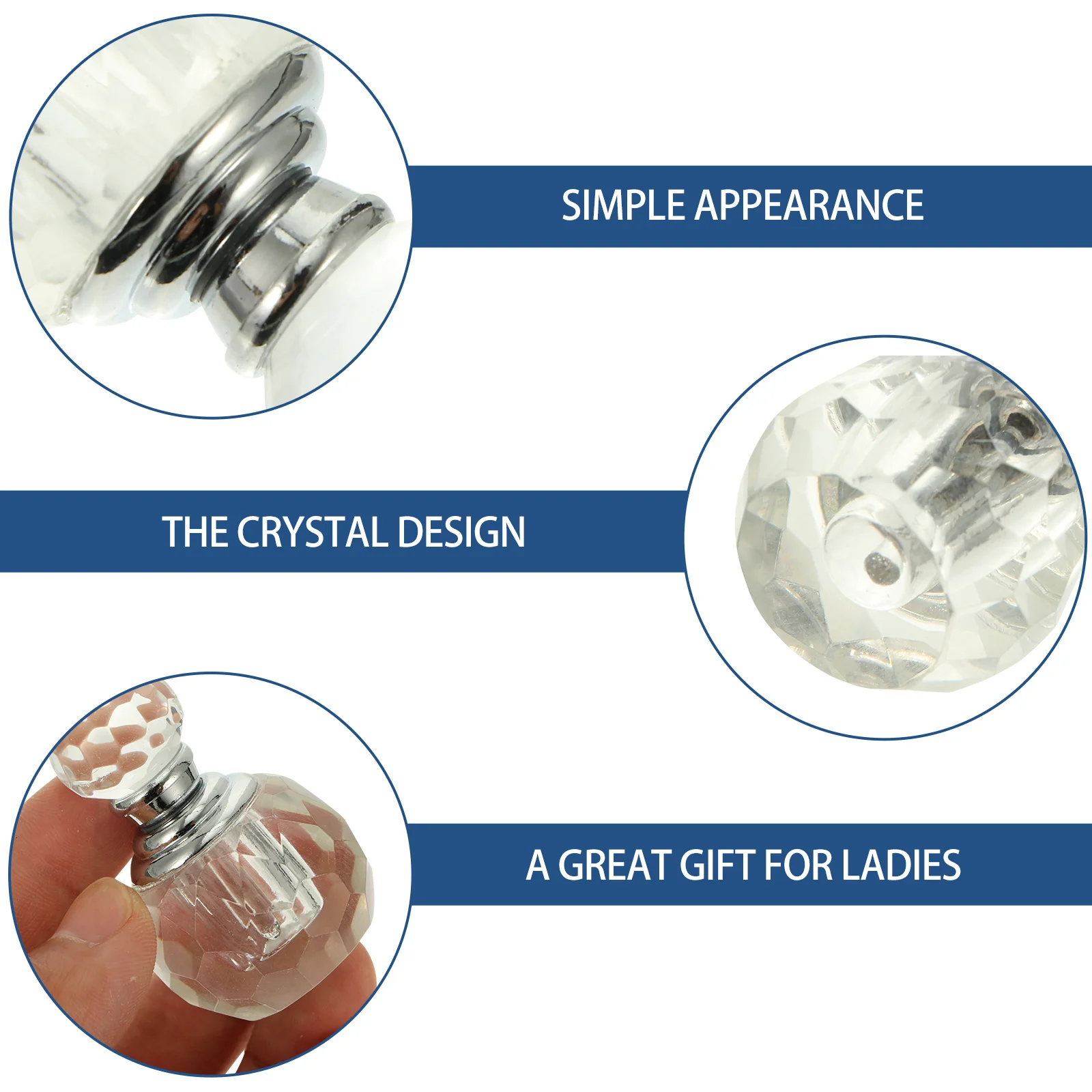 Perfume Bottle Clear Glass Faceted Crystal Vintage Transparent Dispenser Refillable Essential Oil Container Travel Size