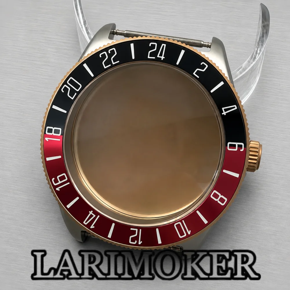 LARIMOKER 40mm GMT Matte Stainless Steel Watch Case Ceramic Bezel Domed Sapphire Crystal Fit NH34 NH35 NH36 ETA PT5000 Movements