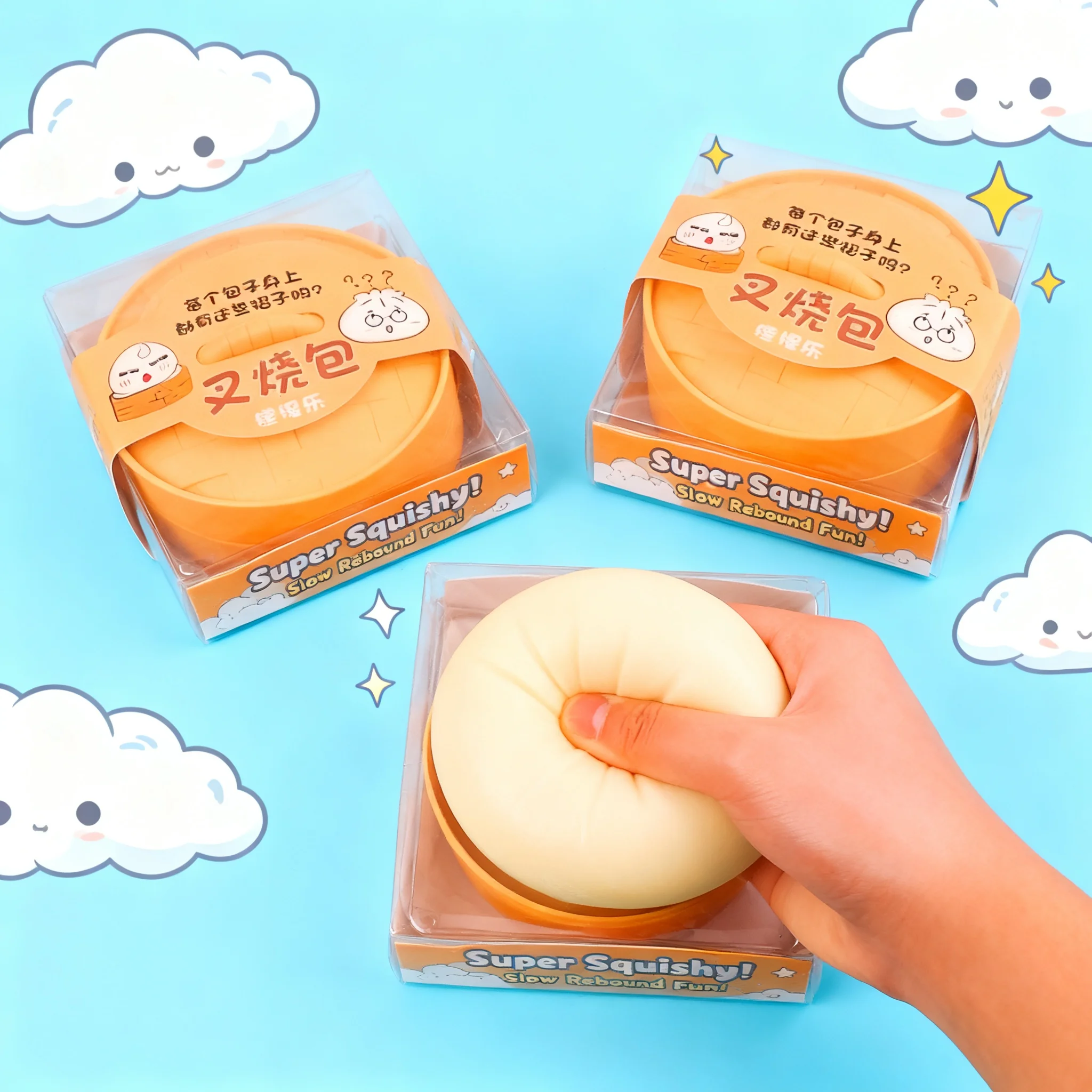 

Creative Squishy Steamed Bun Play Food Fake Char Siu Bao With Steamer Slow Rising Stress Relief Toy