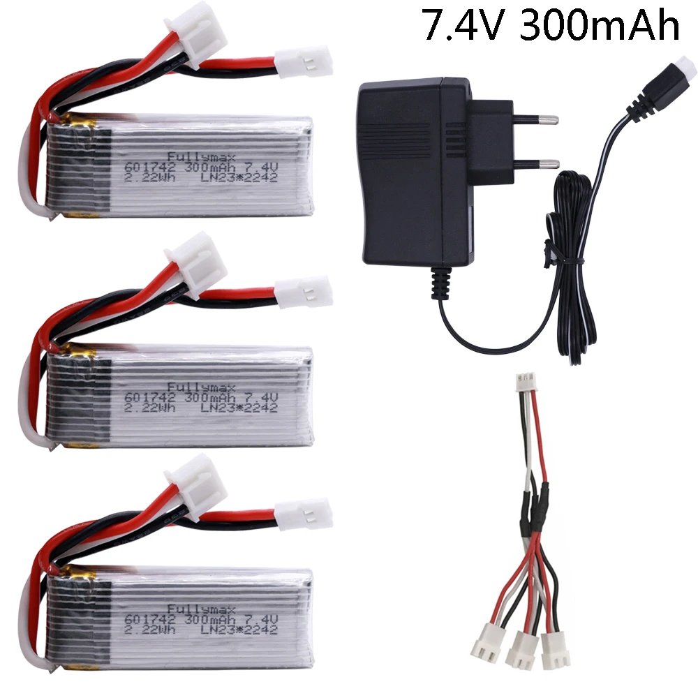 7.4V Li-Po Battery and charger For WLtoys F959 RC Drone Spare Parts for XK DHC-2 A600 A700 A800 A430 2.22Wh 7.4V 300mah Battery