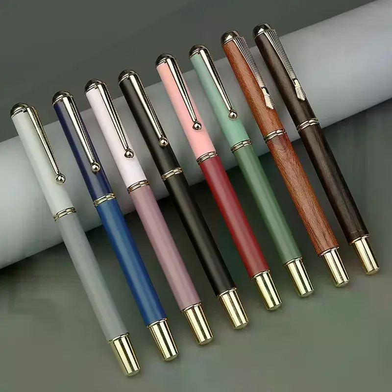 2Pcs Morandi Fountain Pen Calligraphy Brush Metal Soft Bristle Small Regular Calligraphy Brush (for Students' Drawing And Writin