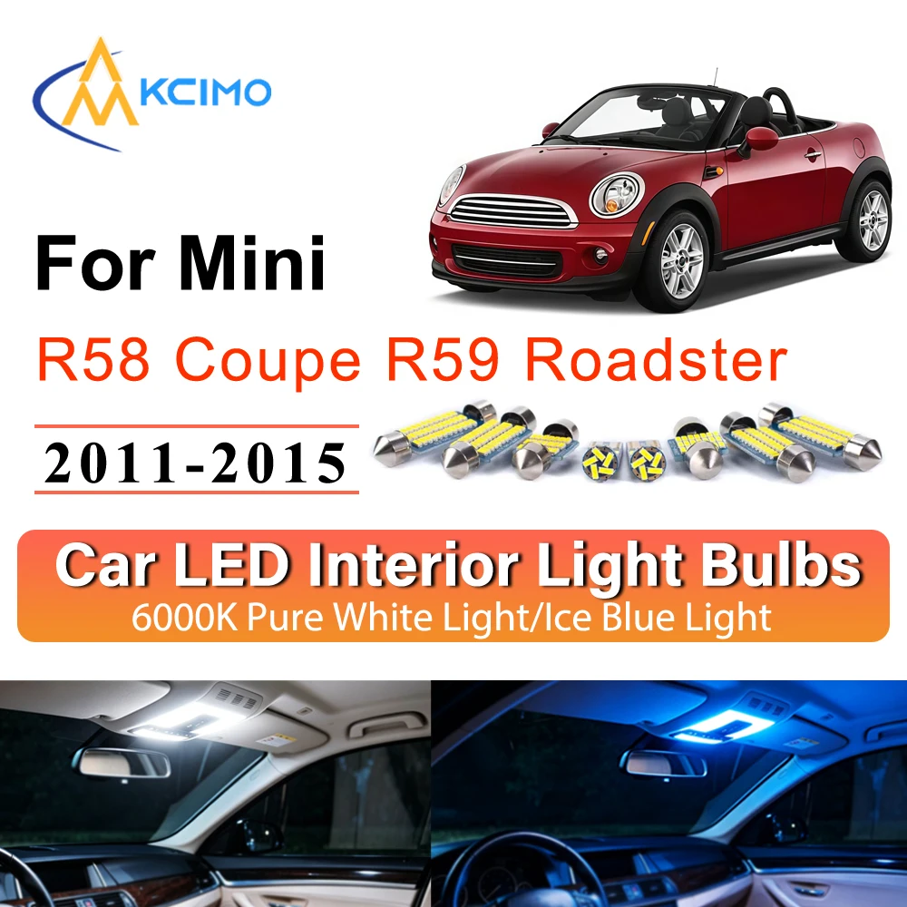 Car Interior LED Lighting Kit Direct Fit For Mini R58 Coupe R59 Roadster 2011-2015 LED Map Dome Footwell Trunk Lamp Auto Parts