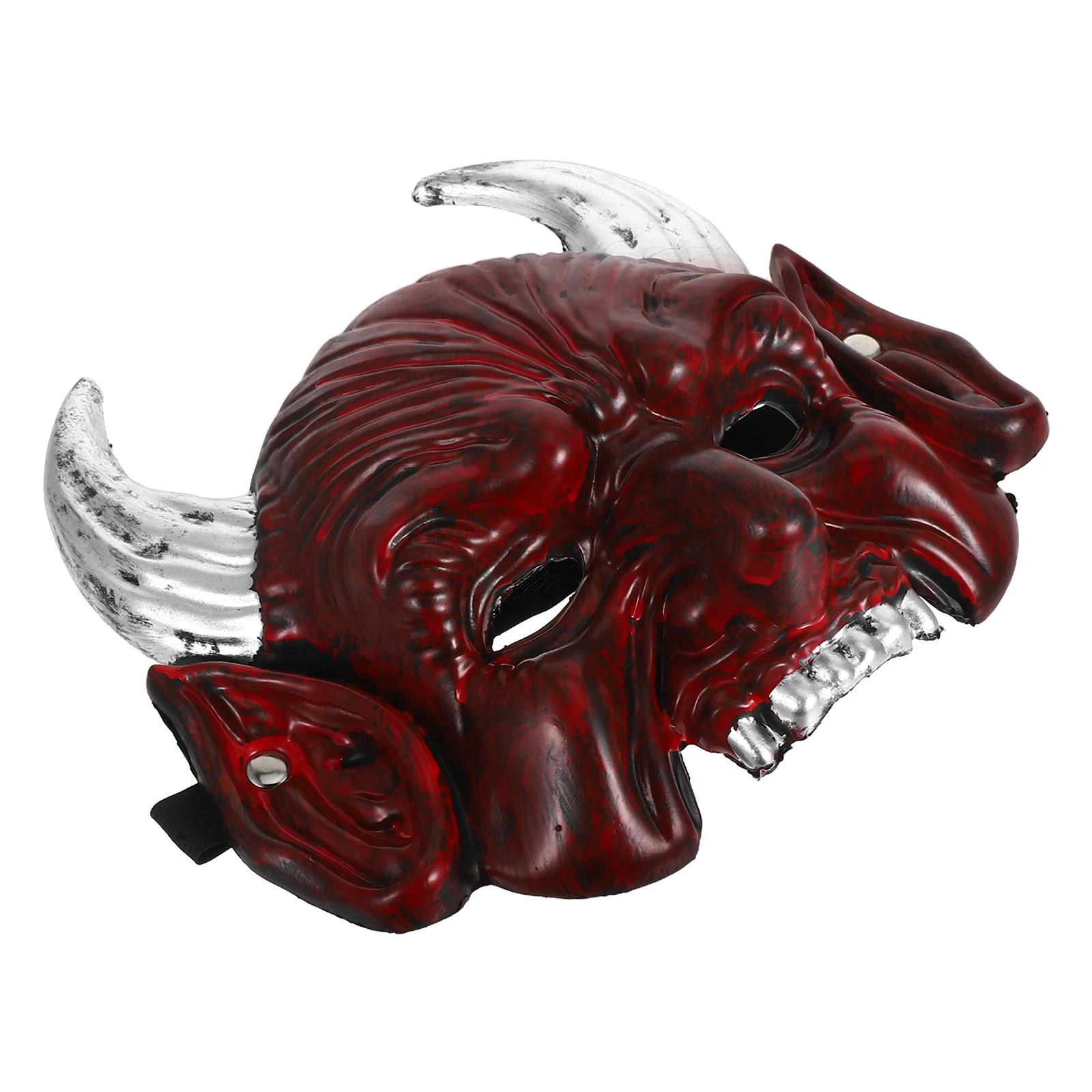 قناع أحمر واقعي قرون حادة للهالوين أقنعة تنكرية مخيفة نصف وجه للرجال والنساء قابلة للتعديل تناسب مرنة