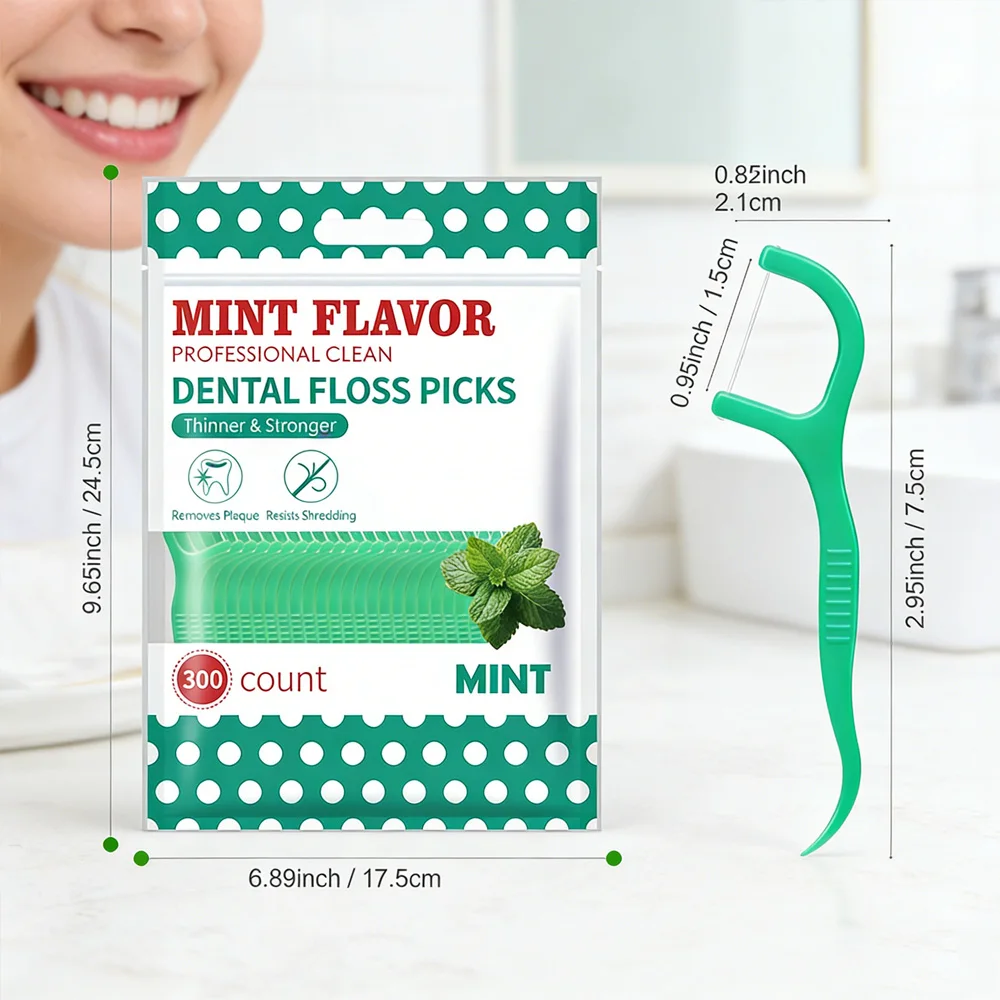 Family Pack Ultra Fine Mint Dental Floss Sticks, Disposable Teeth Flossers with Convenient Travel Case, Deep Clean Oral Care Too