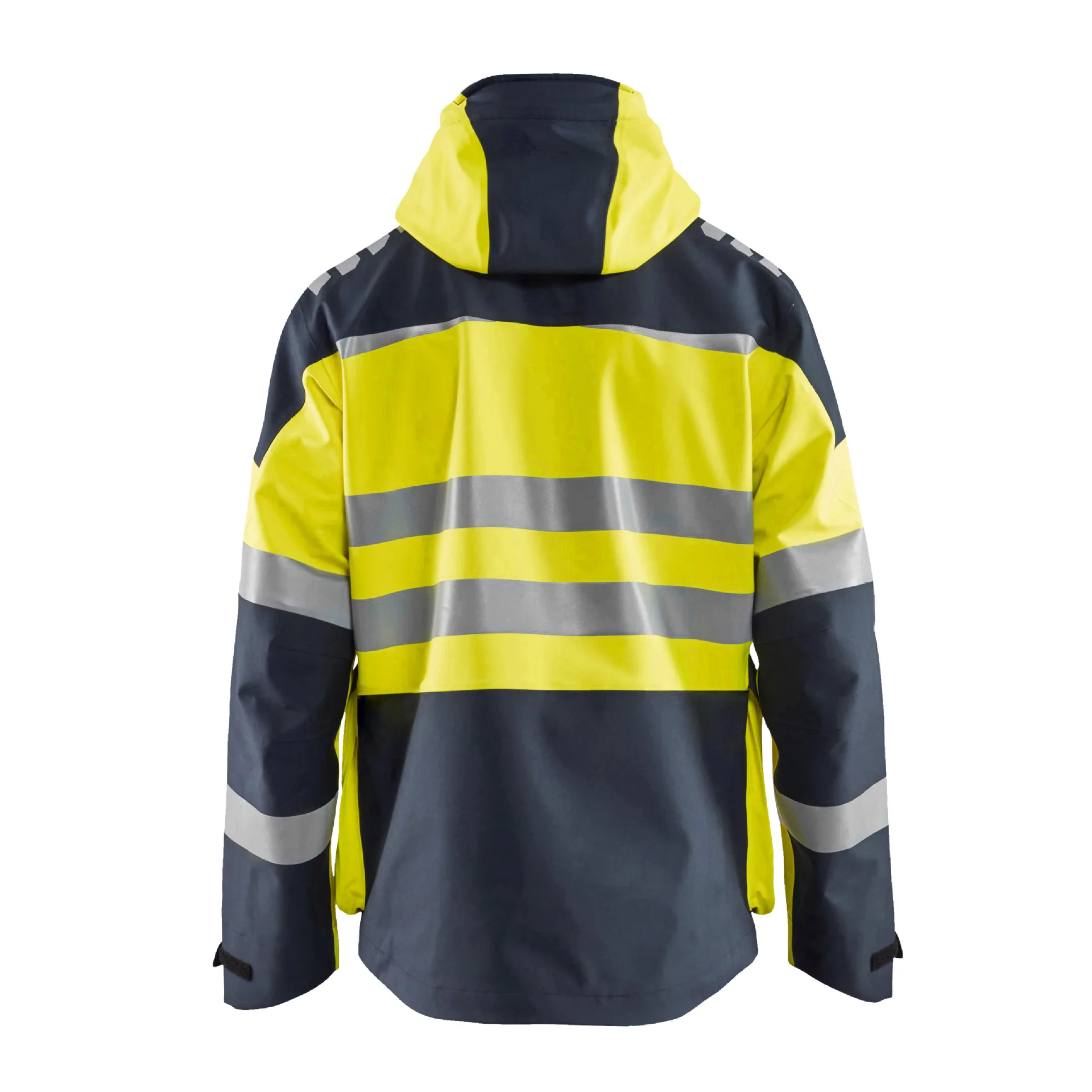 3In1 High Visibility Reflective Cycling Fleece Inside Jacket Winter Stripe Patchwork Hooded Overcoat Hi Vis Safety Work CLothing