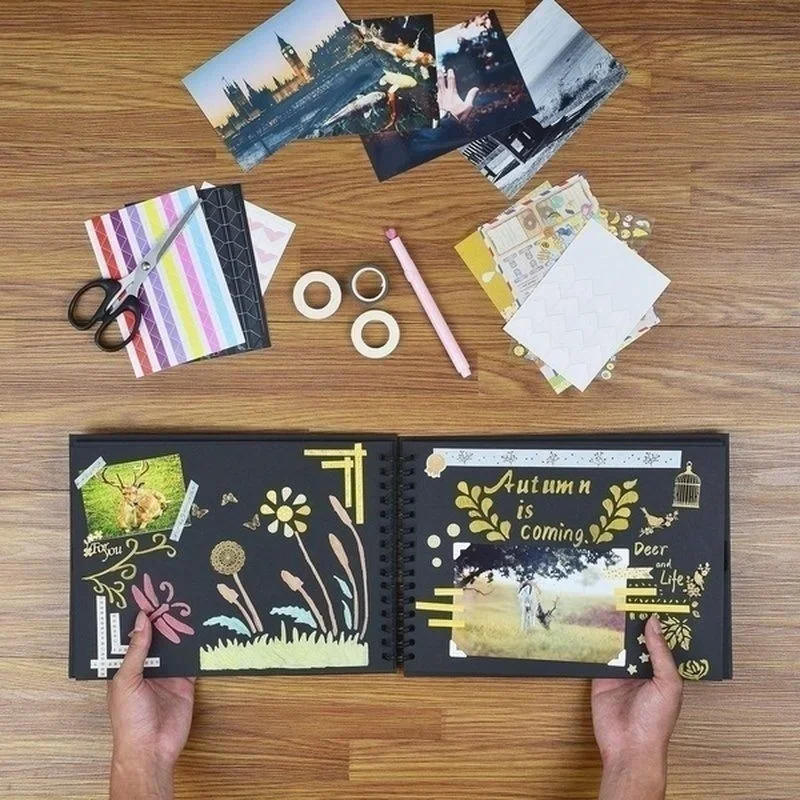 1 buah Album foto kertas Scrapbook DIY Album kerajinan buku tempel Album gambar untuk hadiah ulang tahun pernikahan buku memori