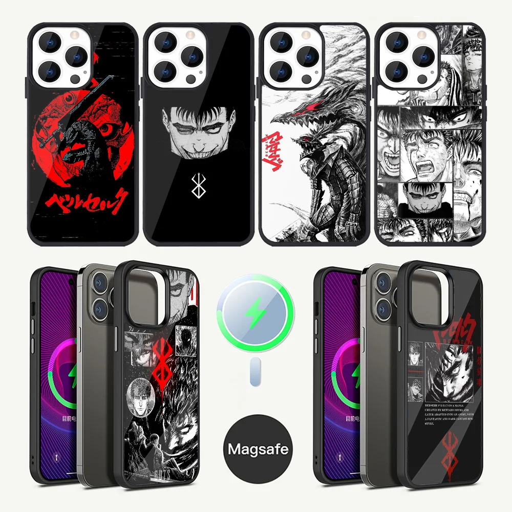 

B-BerserkS Anime Phone Case For iPhone 16,15,14,13,12,11,Plus,Pro,Max Mini Magsafe Magnetic Wireless Charging