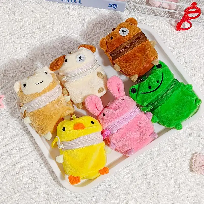 2026 NEW 1PCS Festival Gift Mini Pink Fluffy Rabbit Coin Purse Keychain Bag Charm Cute Cartoon Wireless Earphone Storage Pouch