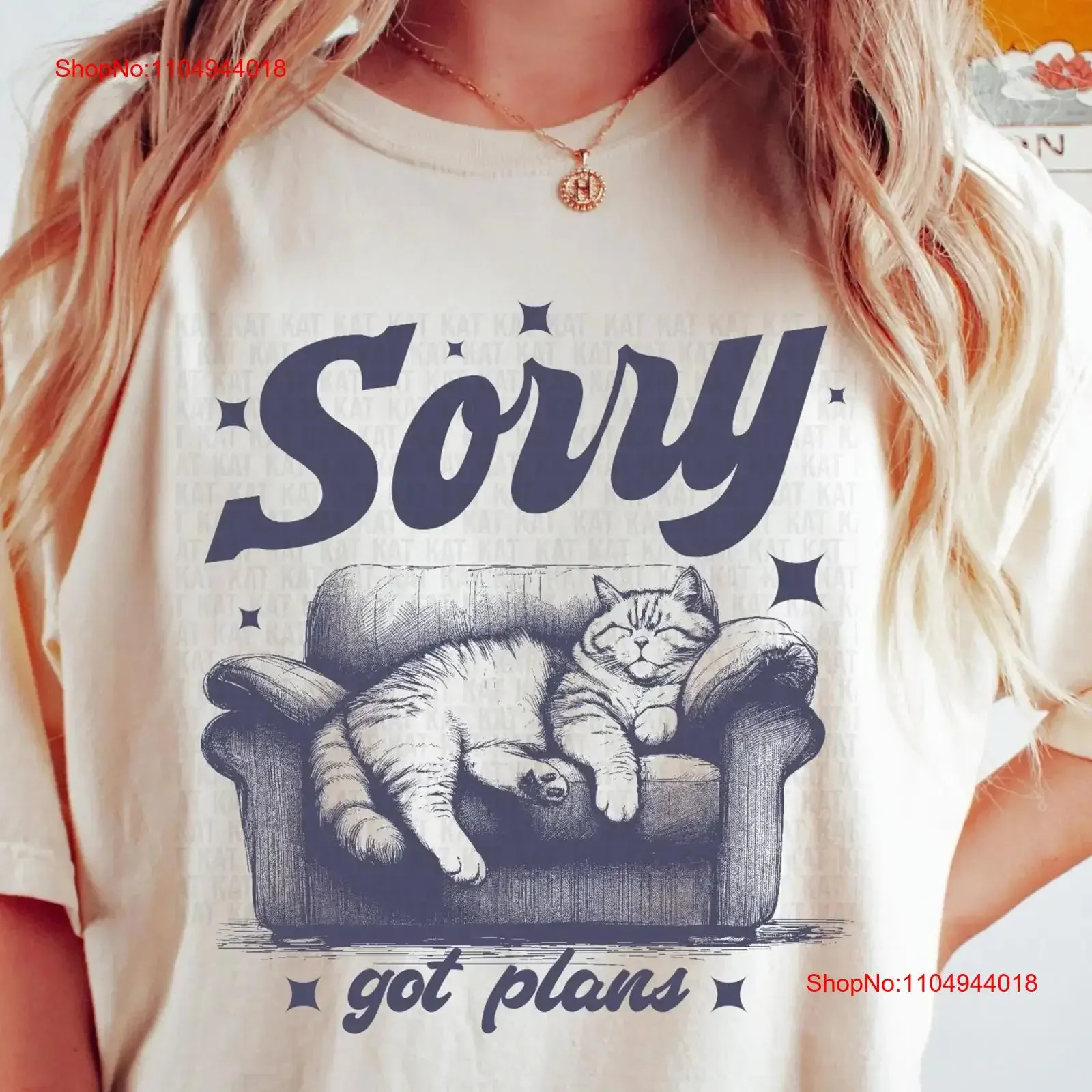 

Sorry Got Plans Retro T Shirt Vintage Adult Kitten Nostalgia Cat Funny s vintage Washed Slightly Top For Everyday Wear