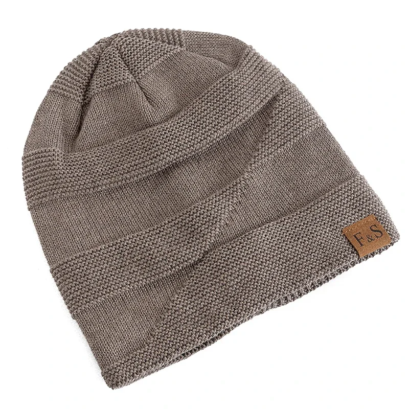 Novo unisex slouchy chapéus de inverno adicionar forro de pele masculino e feminino gorro quente casual etiqueta decoração inverno chapéus de malha