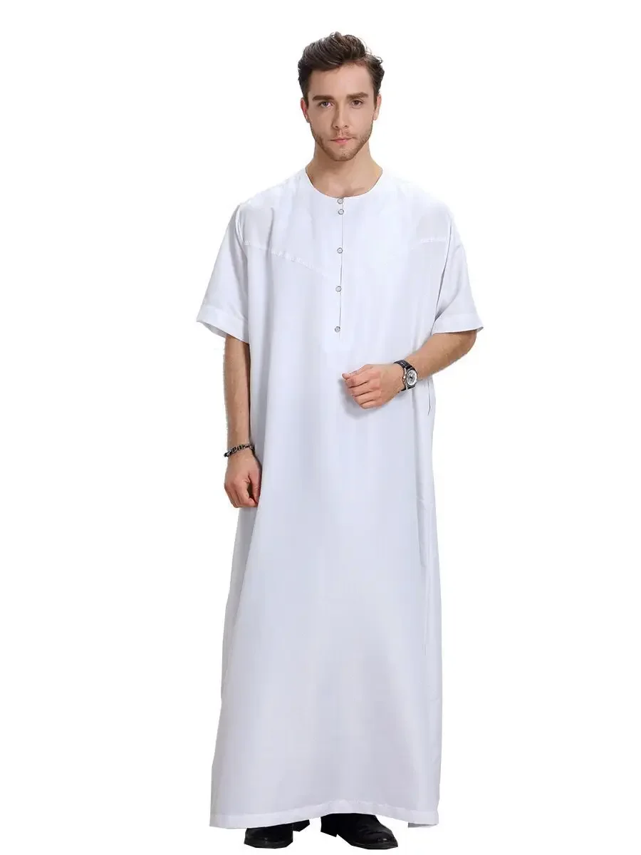 Manto Muçulmano para Homens, Thobe, Trajes Ramadan, Árabe Sólido, Paquistão, Arábia Saudita, Eid, Turquia, Abaya, Vestuário Nacional Islâmico Masculino