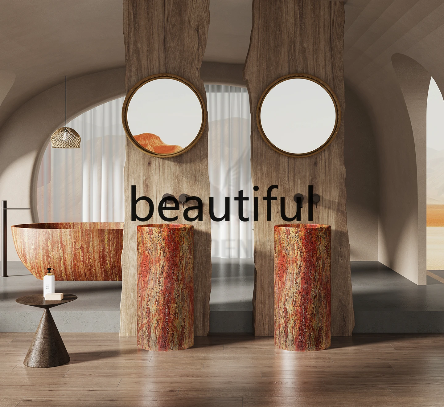 

Artificial round square floor-to-ceiling hand washing column basin bathroom toilet hotel villa