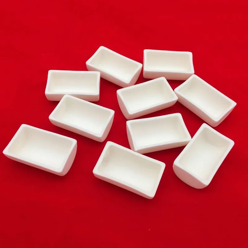 Semicircular Square Aluminum Ceramic Boat / Corundum Crucible / Alumina Ceramic Pot / 99% Al2O3 Heat Resistant Sintered Crucible