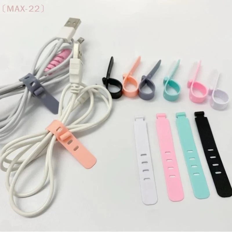 〔MAX-22〕10 PCS Multicolor TPR Adjustable Reusable Perfect For Home Office Travel Cord Management