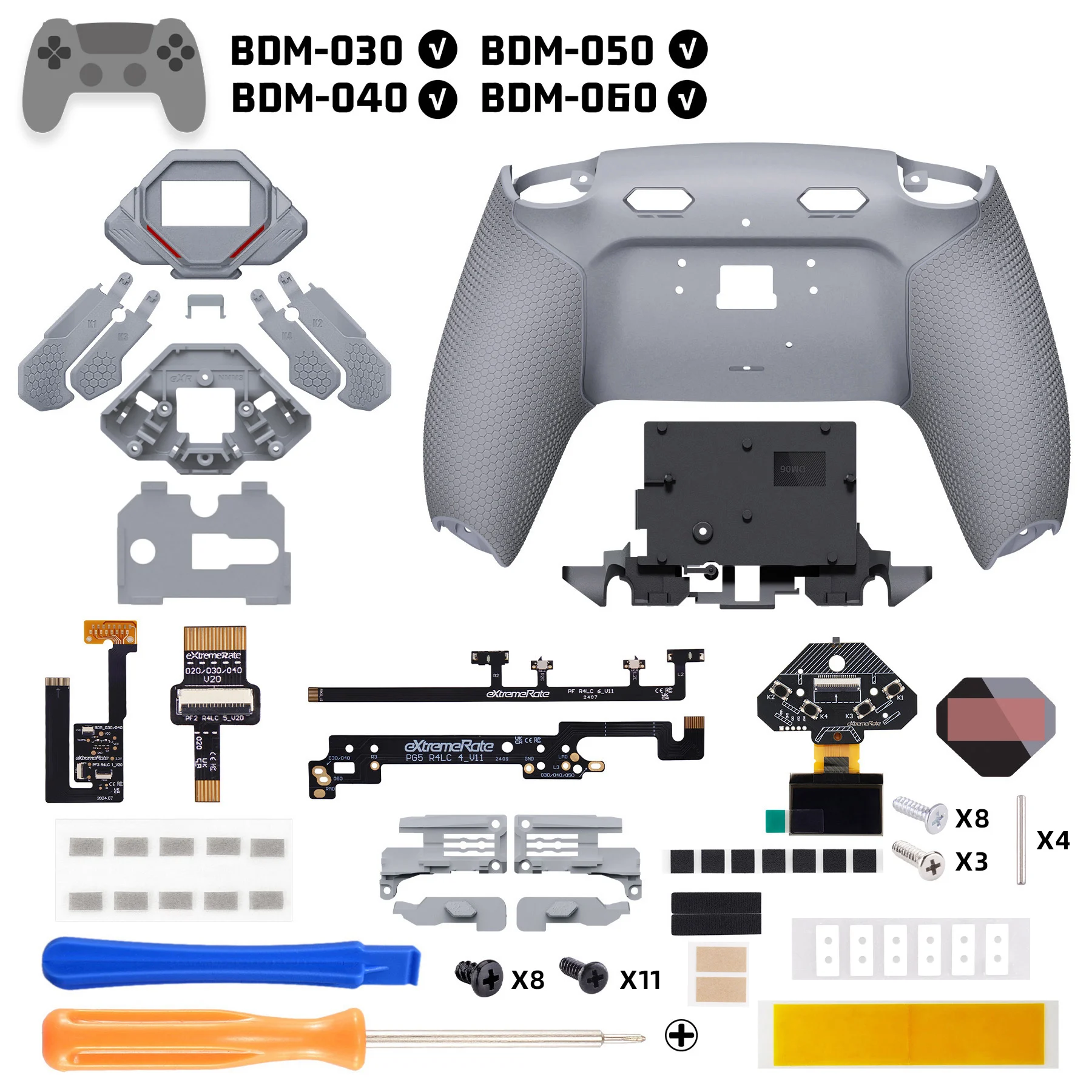 eXtremeRate SPARK Back Paddles Kit für PS5-Controller BDM-030 040 050 060 Modelle, neu belegbares Set mit 4 Rücktasten – gummiert, schwarz