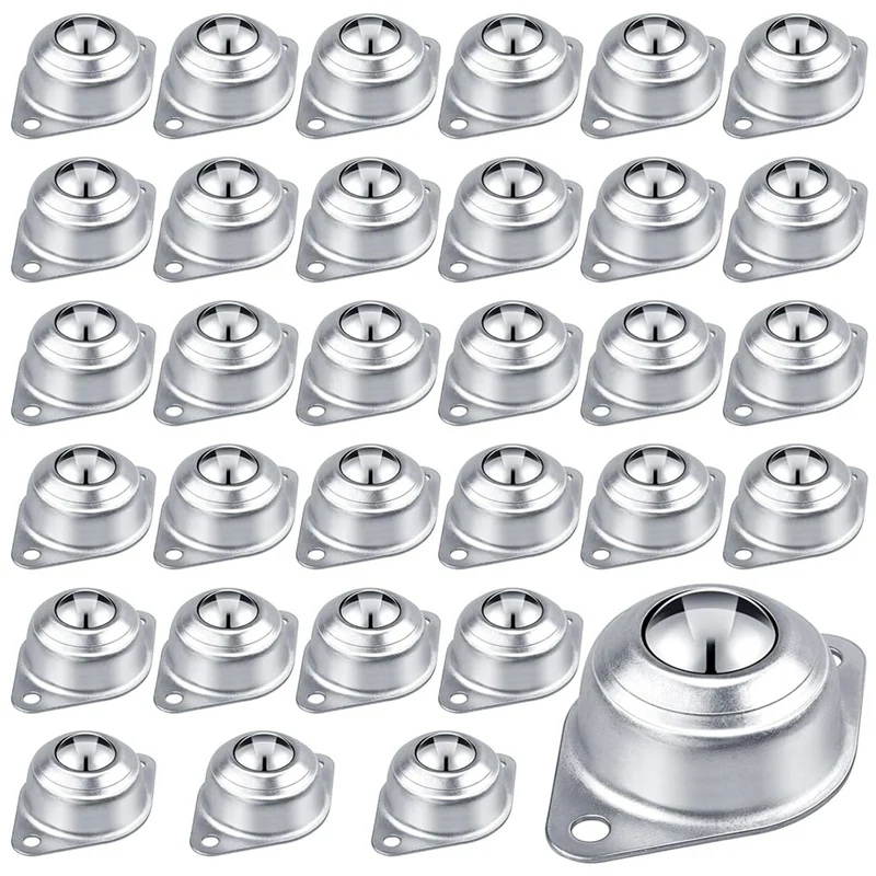 

30Pcs Roller Ball Transfer Bearing, 1/2Inch Carbon Steel Ball Casters, Mounted Round Ball Transfer Unit For Conveyor