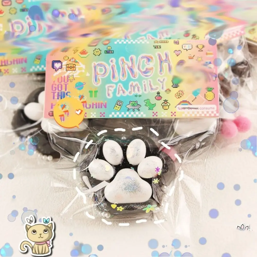 

Cute Plush Black Cat Paw Squeeze Toy Sensory Toy TPR Cartoon Fidget Toy 3D Silicone Pinch Decompression Toy Kids Tricky Doll