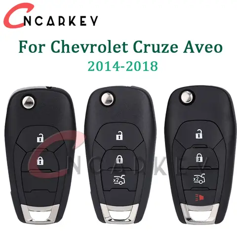 Chevrolet Cruze Aveo 2014-2018 교체 플립 커버 용 원격 플립 키 Fob 쉘 케이스 2/3/4 버튼 수정됨