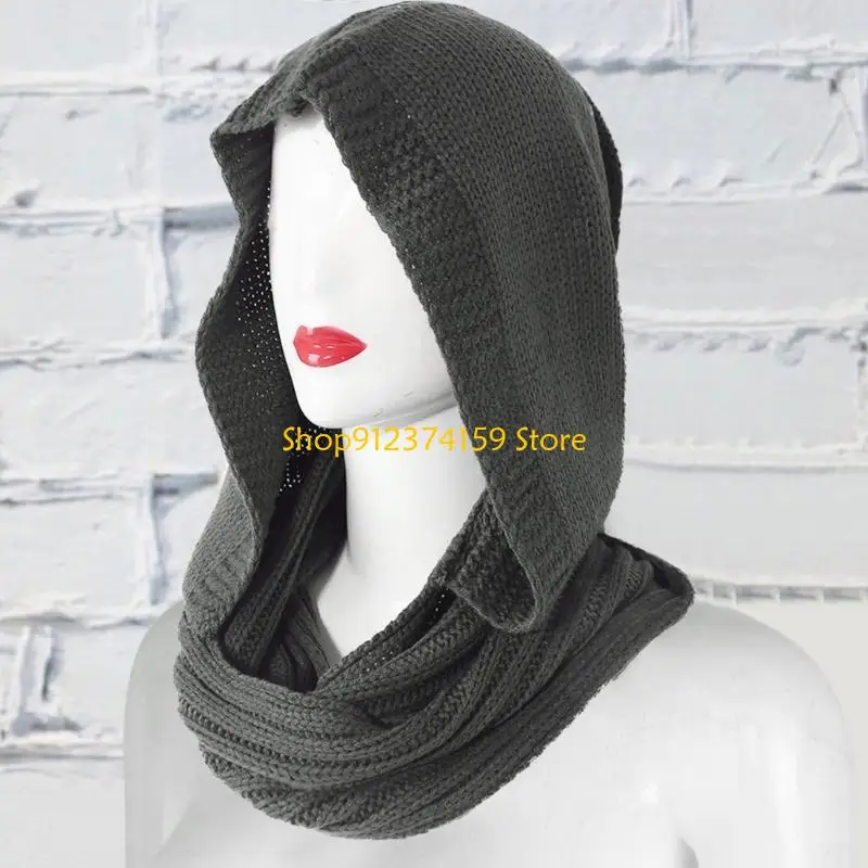 

G5AE Women Rib Knit for Infinity Scarf Slouchy Hat Windproof Skull Cap Shawl