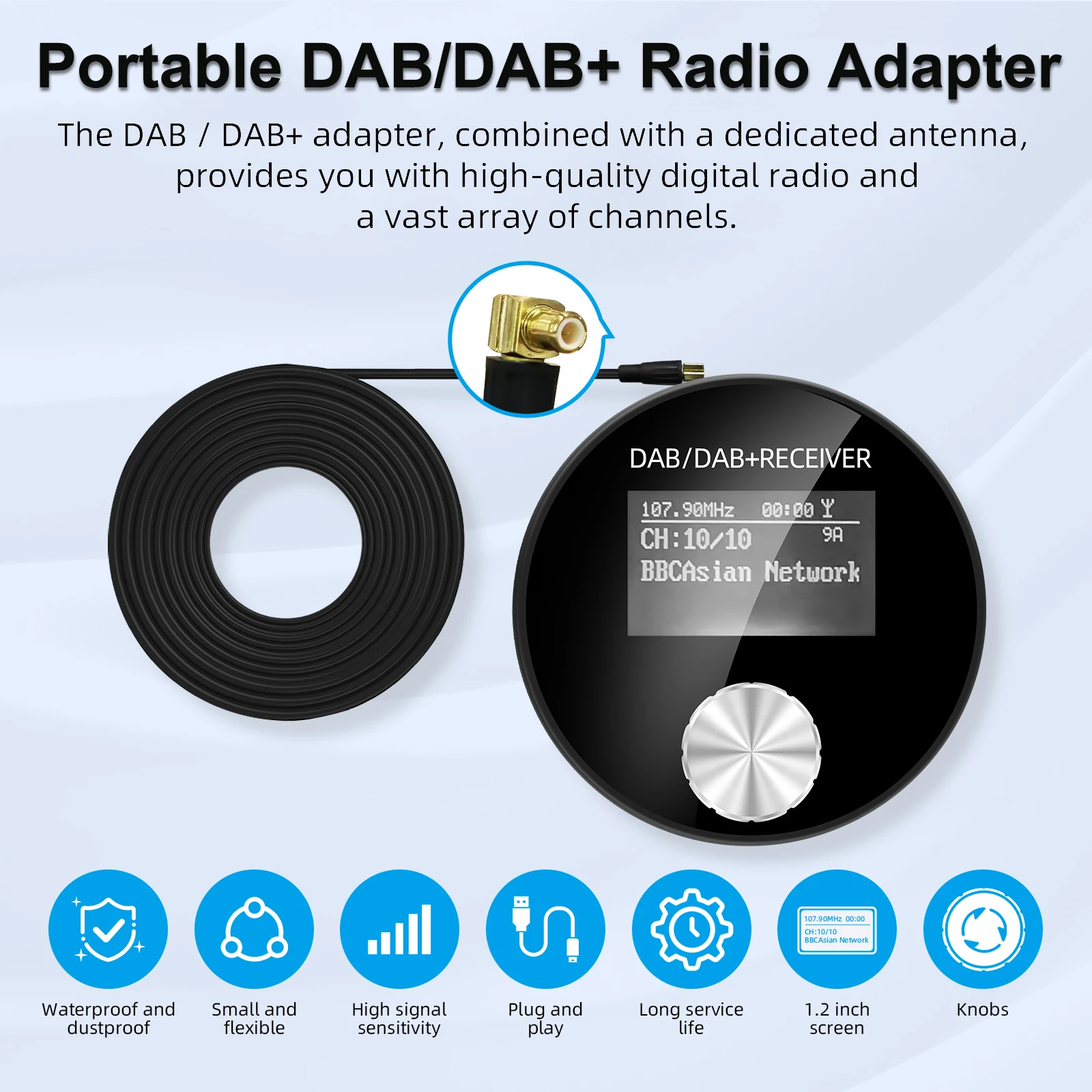 

2025 Upgrade Portable Car DAB/DAB+ Digital Radio Adapter FM Transmitter with HD Display and Unlimited Presets for All Vehicles