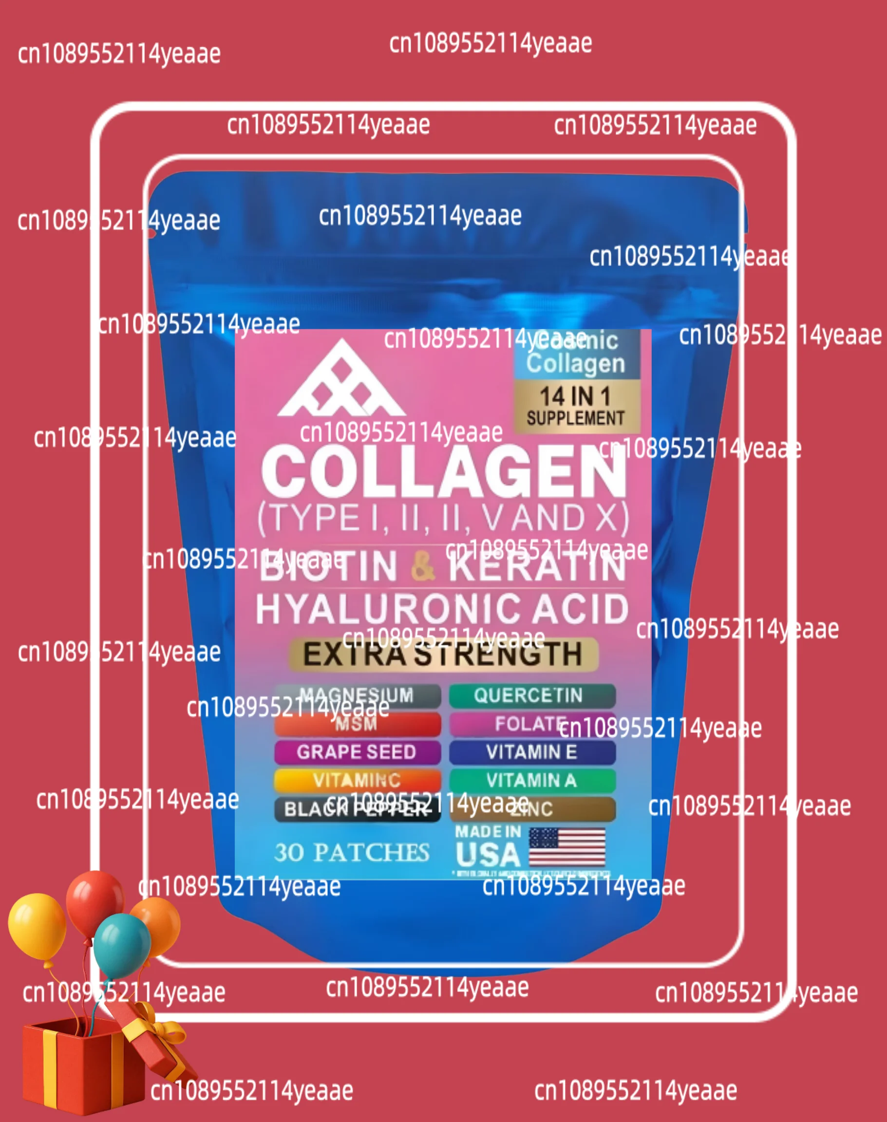 Collagen Transdermal Patches With Hyaluronic Acid, Vitamin C, Niacin - Support Skin, Hair, Nails & Joint Health 30 Patches