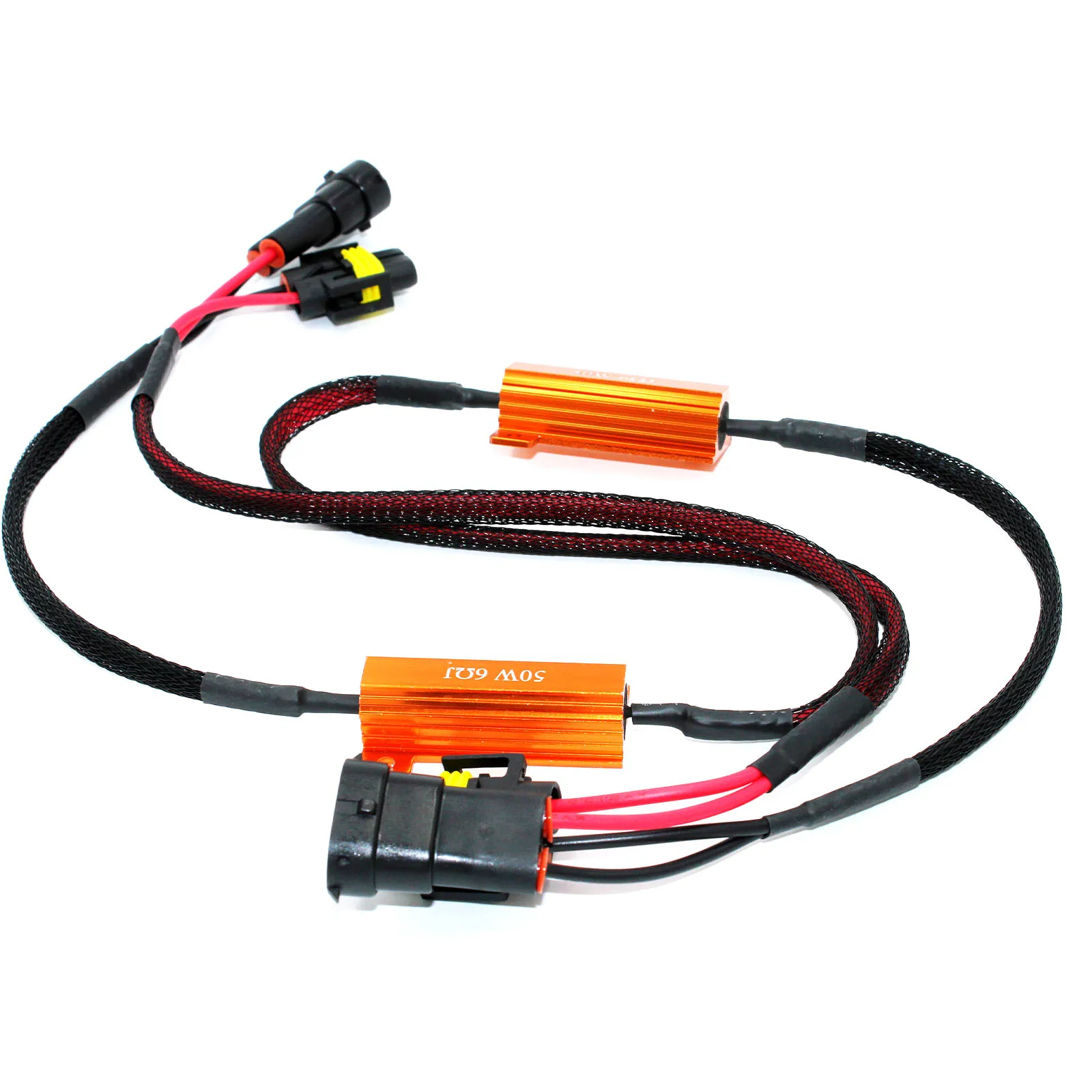 2PCS H11 H8 Canbus Upgraded Resistor Anti-Flicker Harness Error Free Computer Warning Canceler 50W LED Headlight Bulb