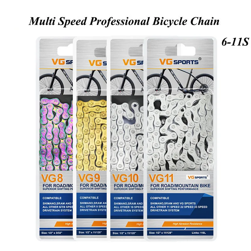 Bicycle Chain 6/7/8/9/10/11 Speed Mountain Road Bicycle Non Hollow Lightweight High Strength Carbon Steel Professional Chain