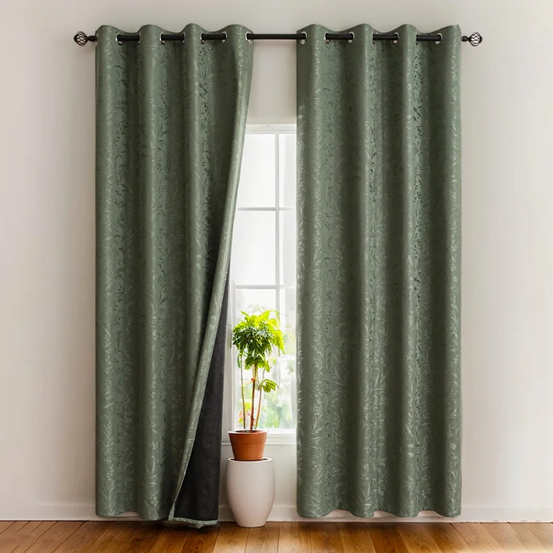 100% Blackout Curtain for Bedroom & Living Room Blackout and Thermal Curtain Window Soundproofing Curtain Nature Print