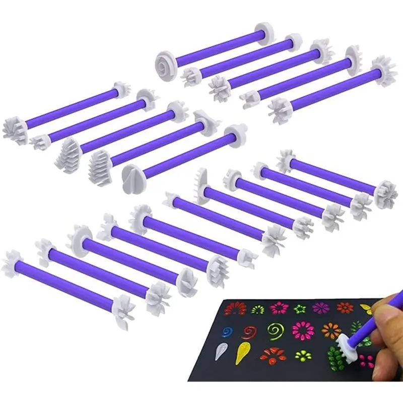 

A84E-40PCS Flower Petal Tools For Dot Painting, Petal Dotting Tool, Double Sided Flower Tools, Floral Stamps For Card Making