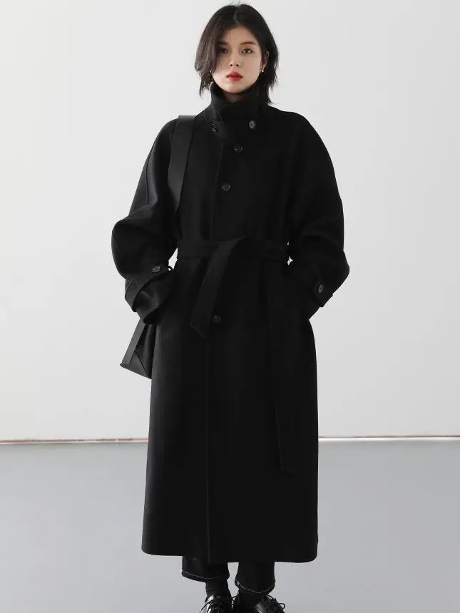 

Mid-Length Woolen Coat Women Clothing Winter Jacket New Stylish Thickened Hepburn Style Woolen Overcoat Long Coats for Women