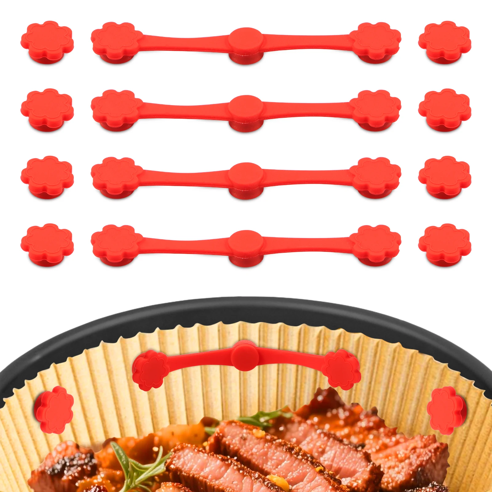 4 Stücke Luftfritteuse Magnet Silikon Schnalle Luftfritteuse Pergamentpapier Schloss Liner Verhindern Sie Papier zu verbrennen Luftfritteuse Backzubehör