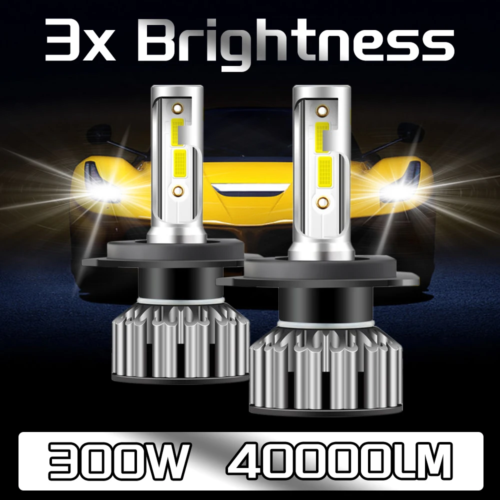 

40000LM H7 LED Headlight Bulbs 300W Turbo Auto Lamps 12V 6000K White Plug And Play H4 H8 H9 H11 9006 HB4 Car Headlamp Bulbs