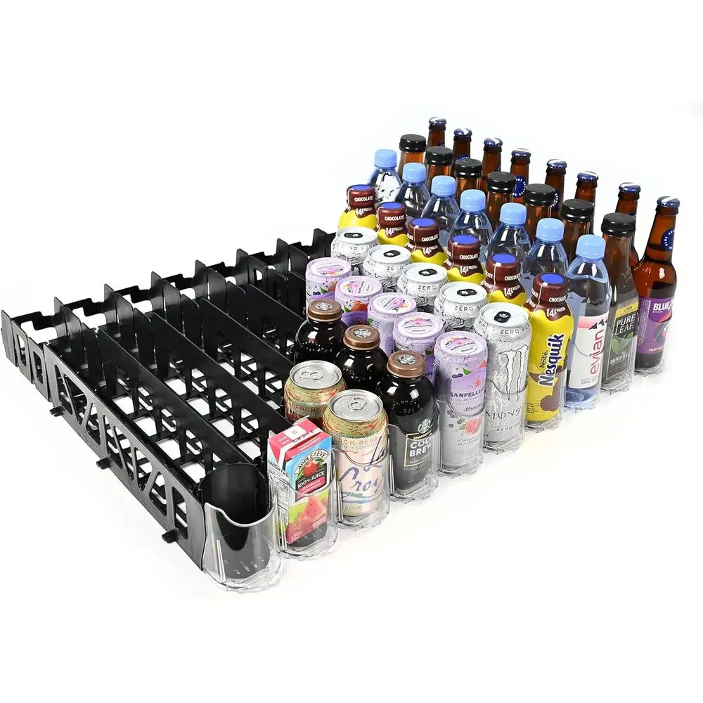 

Spring Push Drink Dispenser, Refrigerator Organizer for 12-16 oz Beverages, Cans, Pack of 6