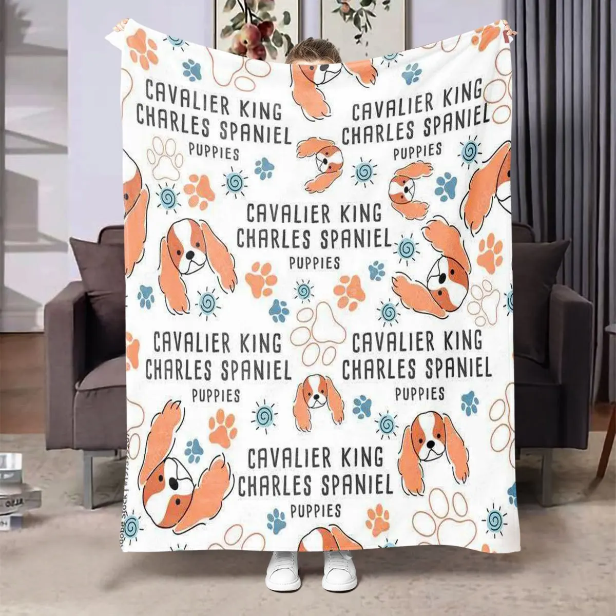 Cute Cavalier King Charles Spaniel Blanket Throw for Dog Lover Pet Puppy Gift Cozy Fleece blanket 150x200cm