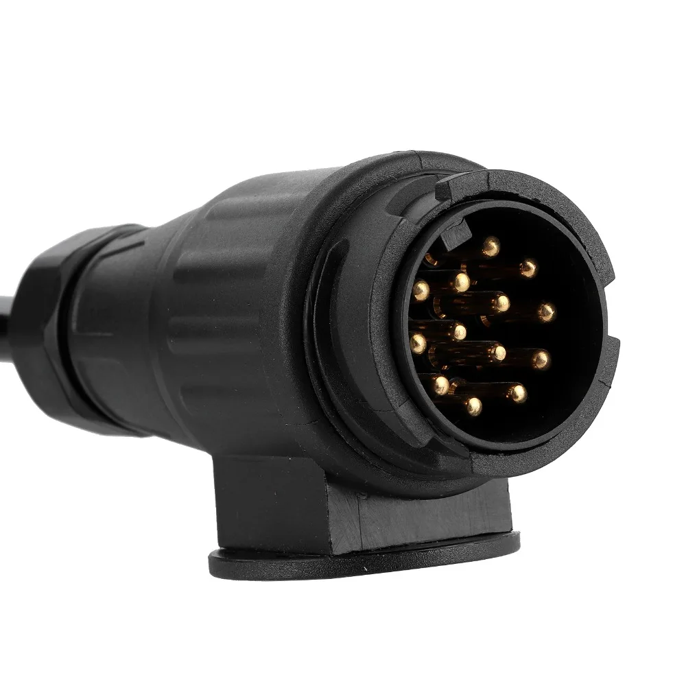 13 Pin to 13 Pin 13 Pin Trailer Adapter Coiled Cable 5.2Ft Trailer Wiring Connector Black Plug Socket Connection