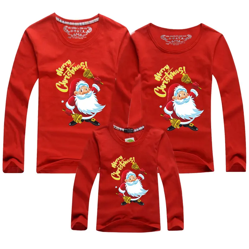 

New Family Clothing Christmas Matching Clothes Mother Daughter Father Son Short Sleeve T-Shirts Red Christmas Adults Kids Tops