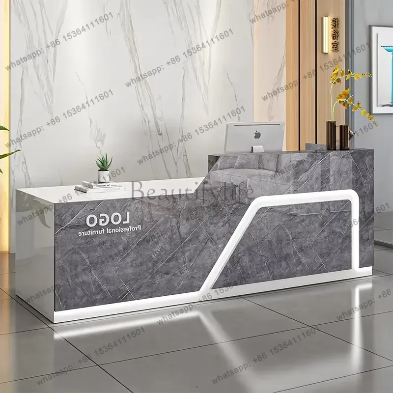 LJY Professional Beauty Reception Desks Modern Unique Glamour Storage Bar Counter Salon Commercial Recepcja Commercial Furniture