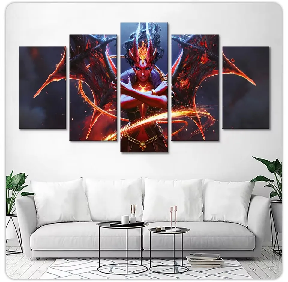 Queen of Pain Arcana Dota 2 Eminence of Ristul Game Canvas 5 Pcs Wall Art Posters Pictures Home Decor Paintings Decoration