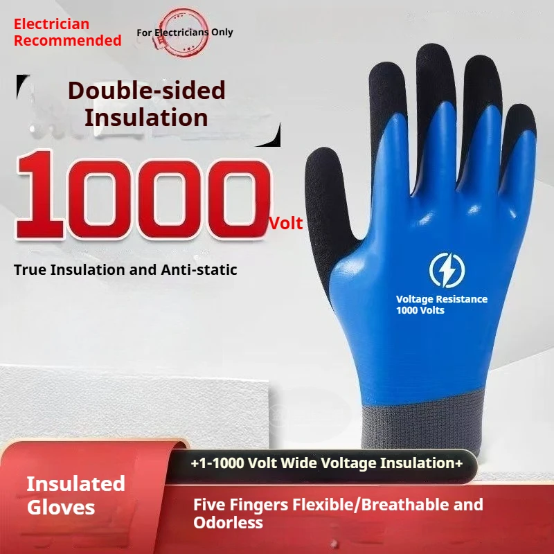 1000V Electrical Insulated Work Gloves Electrician's Rubber Safety Gloves 360° Voltage Insulation Approved For Home/Building