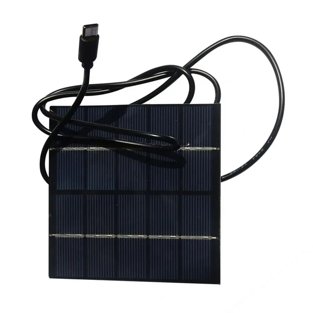 1.5W 5V Solar Panel Portable Lightweight Type-C Outdoor Camping Hiking Cycling Power Bank Mobile Phone Emergency Charger Polycry