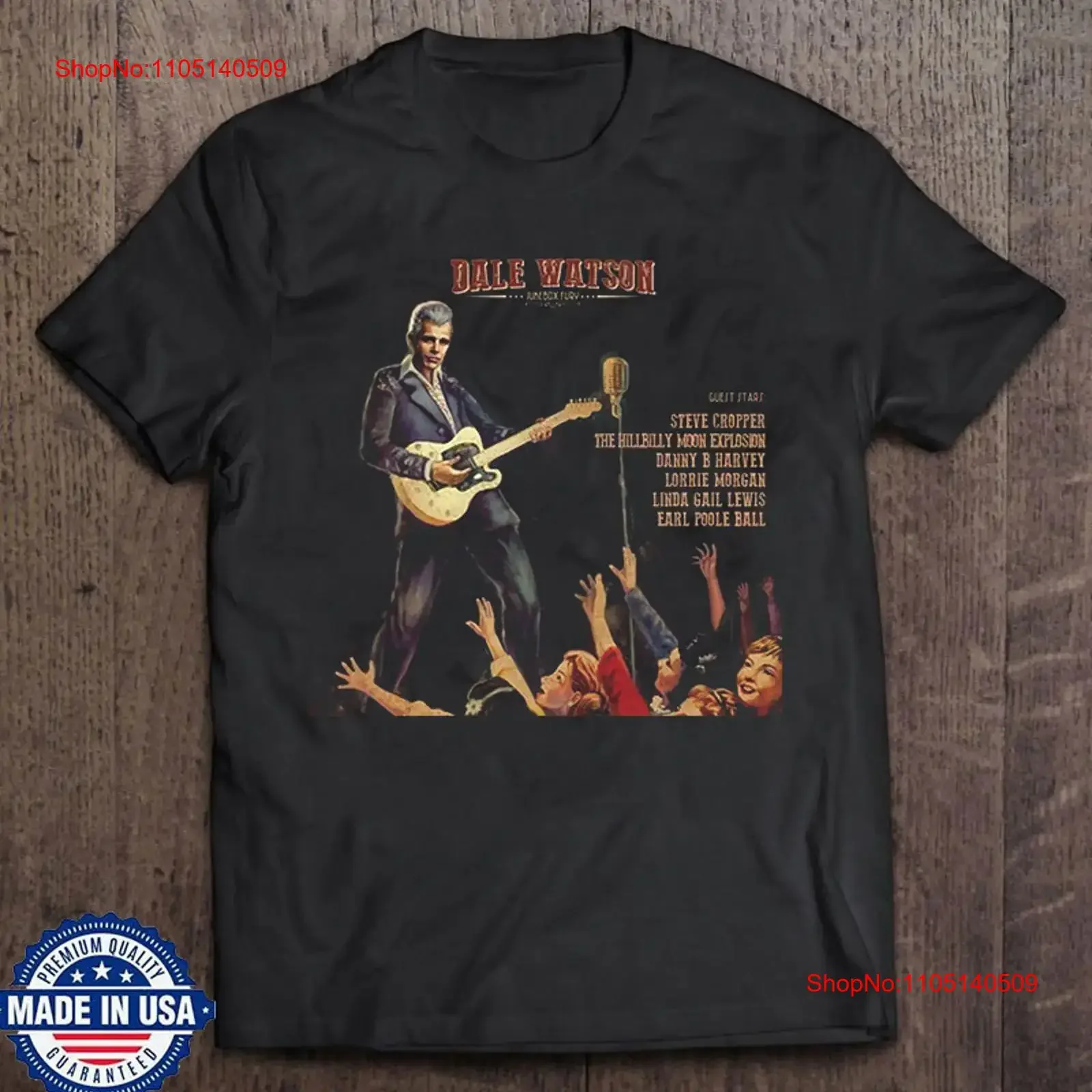 Dale Watson Jukebox Fury Black Cotton T Shirt Full Size S 5XL