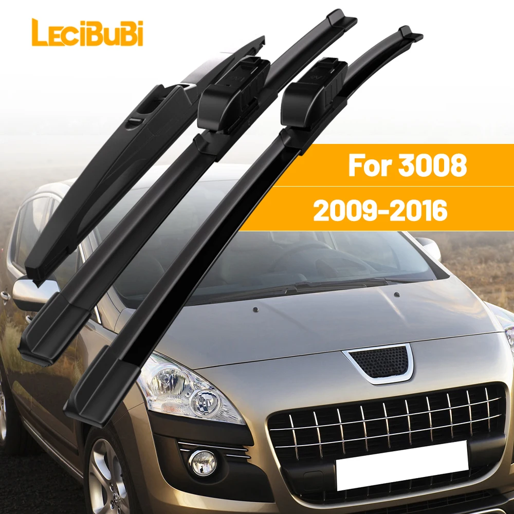 

For Peugeot 3008 2009-2016 1set Front & Rear Windshield Wiper Blades Windscreen Wipers 2010 2011 2012 2013 2014 2015 Accessories