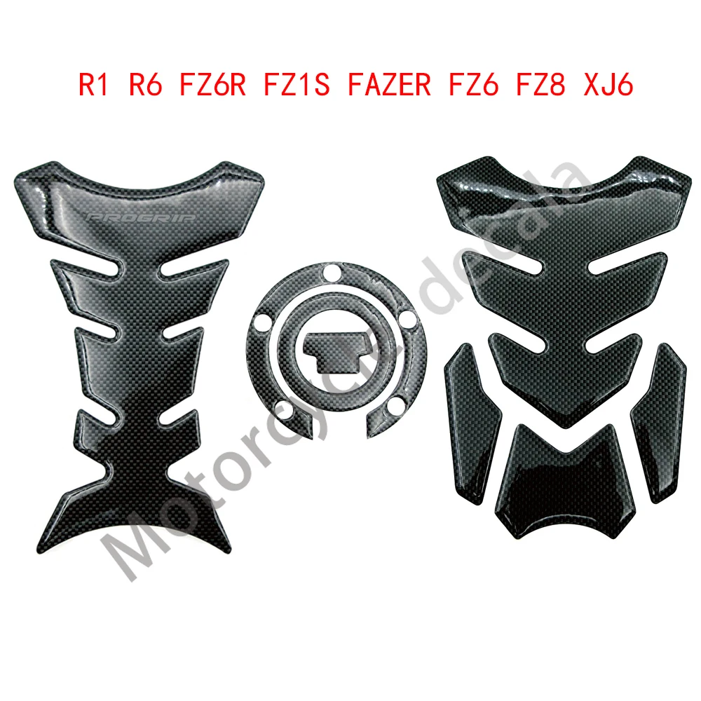 Untuk Yamaha R1 R6 FZ6R FZ1S FAZER FZ6 FZ8 XJ6 sepeda motor 3D serat karbon terlihat Decal Gas Cap penutup tangki pelindung stiker